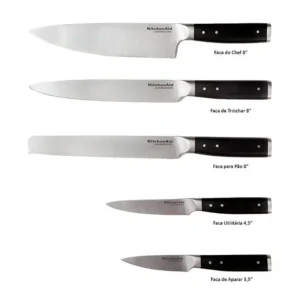 Imagen de producto: Set de Cuchillos Clásicos KitchenAid, 5 Piezas, Acero Inoxidable, Mango Negro