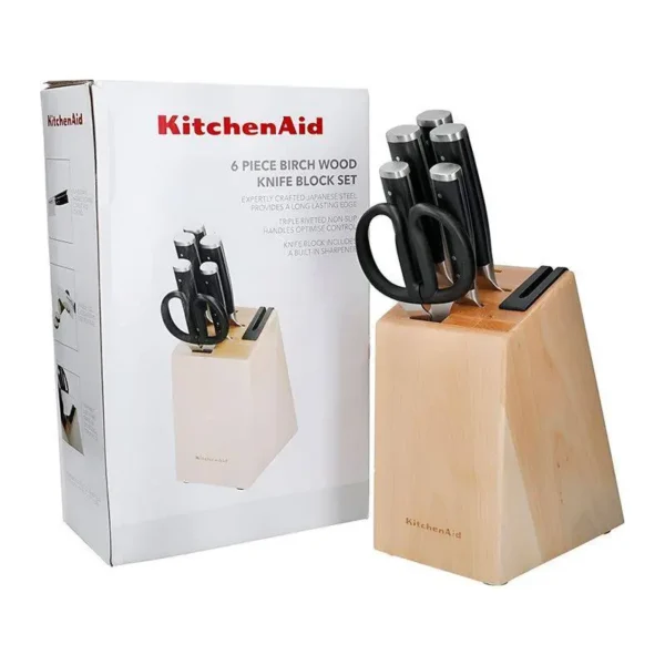 Imagen de producto: Juego de Cuchillos KitchenAid de Acero Inoxidable, 6 Pzas, Mango Negro, Corte Preciso