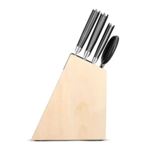 Imagen de producto: Set de 6 Cuchillos KitchenAid Gourmet con Bloque de Madera y Mango Negro