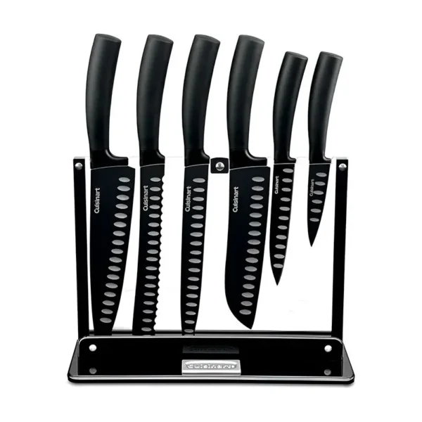 Imagen de producto: Set de 7 Cuchillos Antiadherentes CUISINART C77NS-7P con Base Acrílica Negra